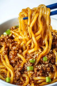 Savory Mongolian Ground Beef Noodles Recipe