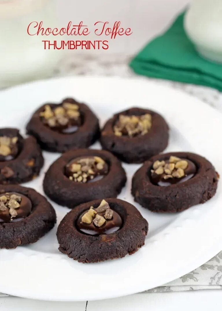 Decadent Chocolate Toffee Thumbprint Cookies Recipe