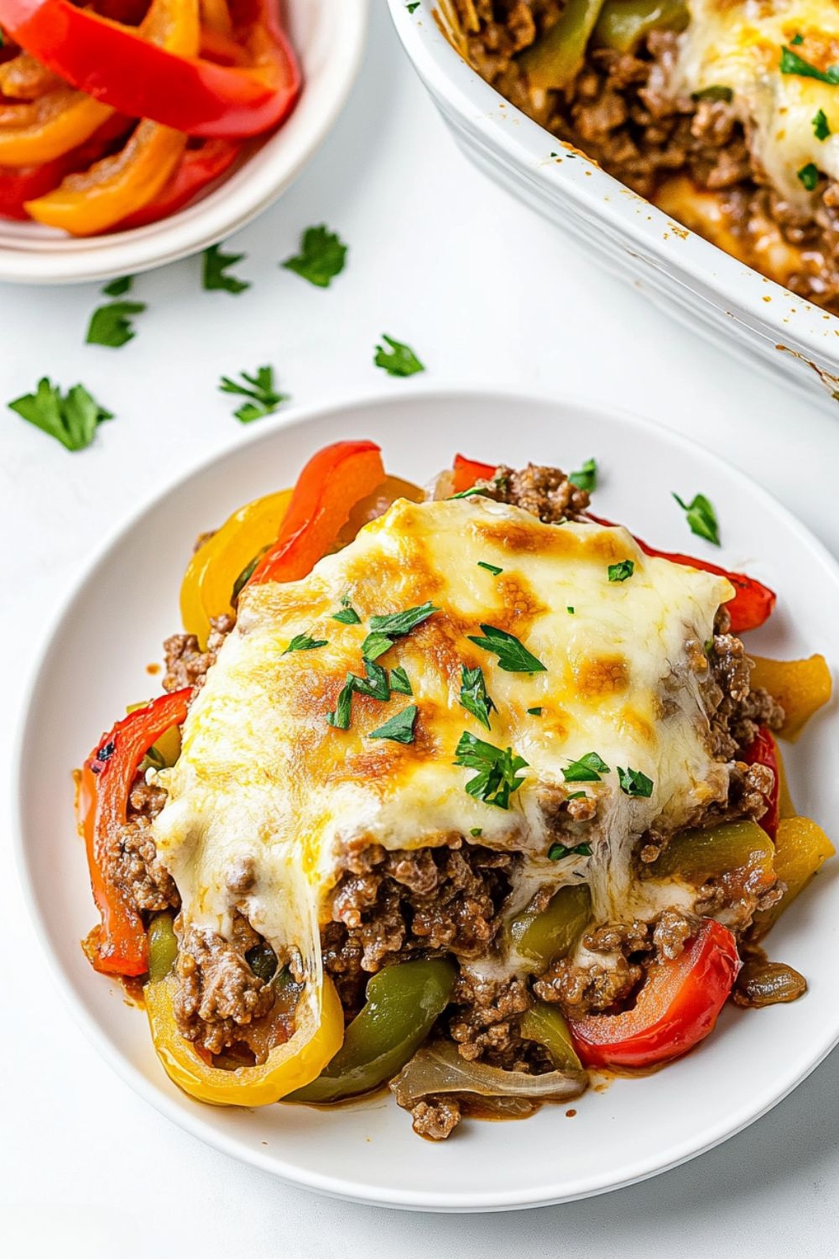 Hearty Low Carb Keto Philly Cheesesteak Casserole Recipe