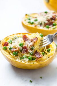 Skinny Keto Spaghetti Squash Carbonara Recipe