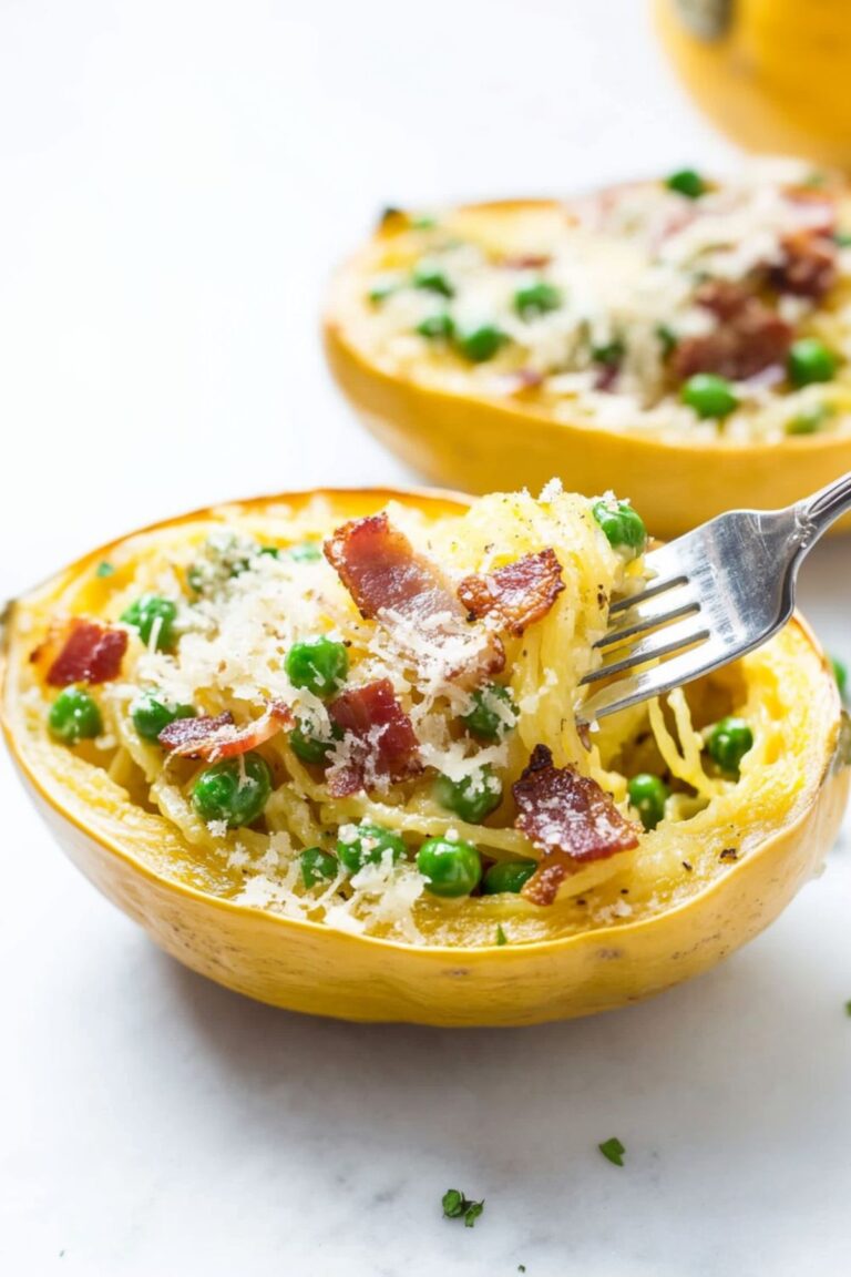 Skinny Keto Spaghetti Squash Carbonara Recipe