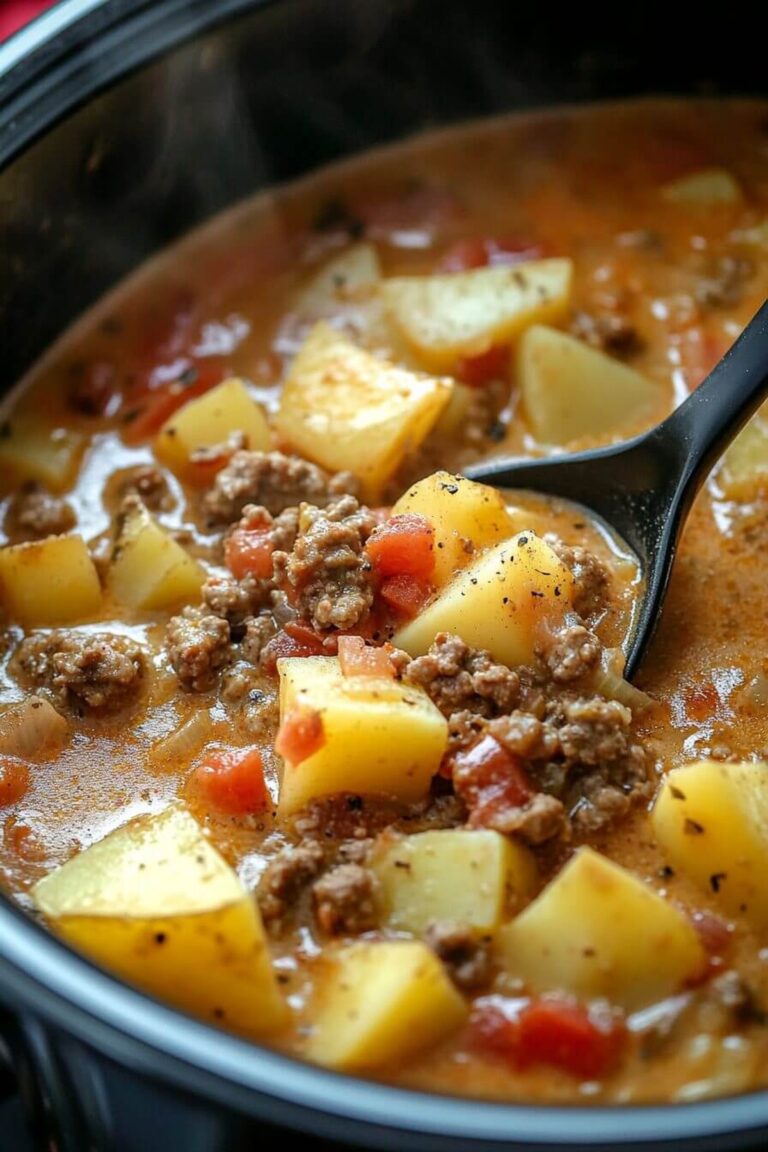 Hearty Crockpot Potato & Hamburger Soup Recipe