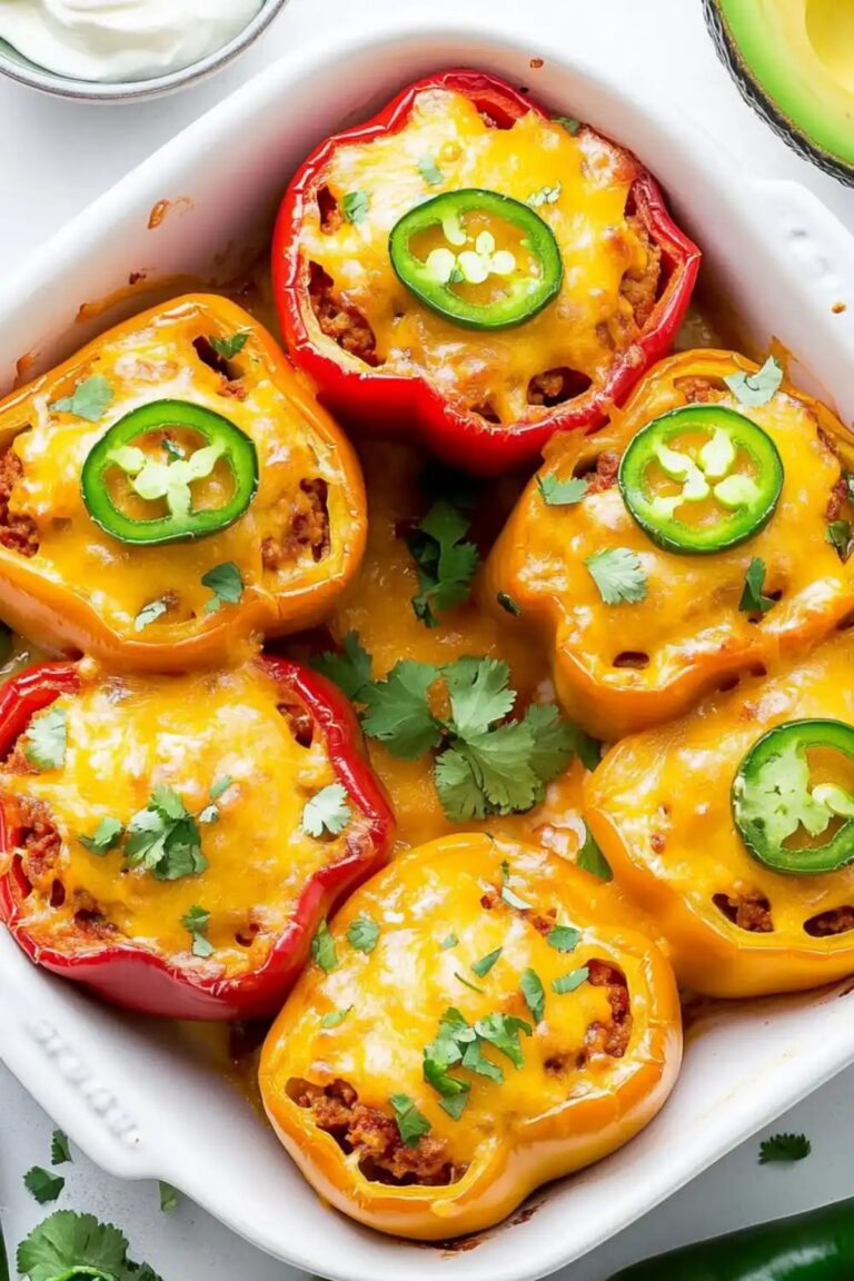 Savory Low Carb Keto Turkey Stuffed Peppers Recipe