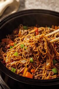 Hearty Slow Cooker Ground Beef Chow Mein Recipe