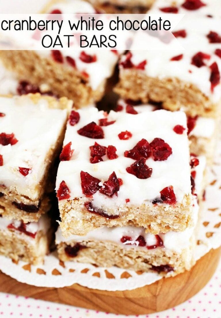 Decadent Cranberry White Chocolate Oat Bars Recipe