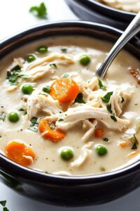 Hearty Low Carb Keto Slow Cooker Chicken Pot Pie Soup Recipe