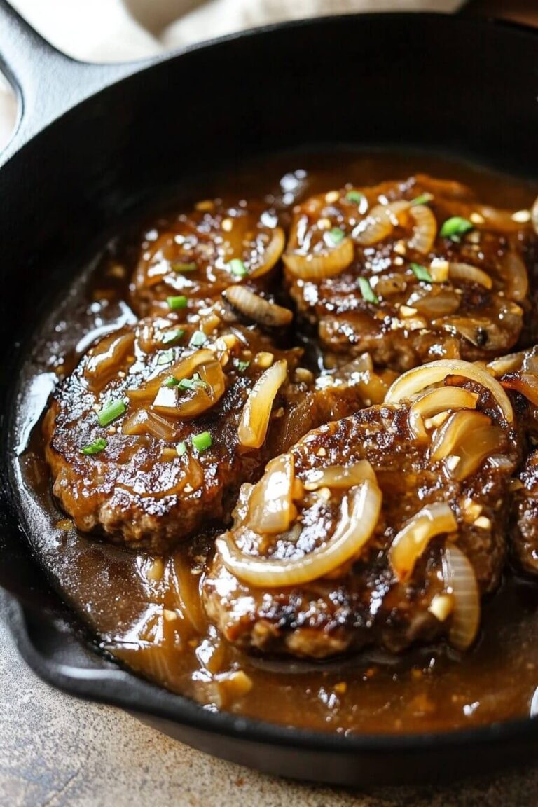 Savory Hamburger Steaks With Onion Mushroom Gravy Recipe