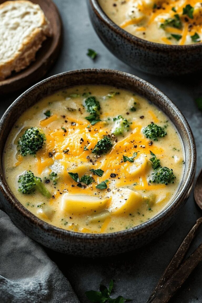 Creamy Crockpot Potato Broccoli Cheddar Soup Recipe