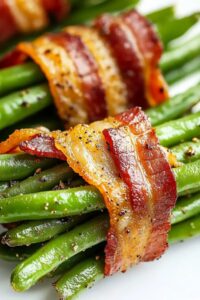 Crispy Keto Bacon Wrapped Green Bean Bundles Recipe