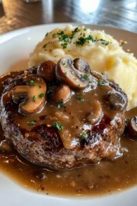 Hearty Salisbury Steak With Garlic Mashed Potatoes Recipe