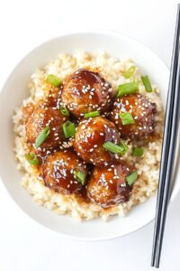 Savory Low Carb Keto Baked Asian Turkey Meatballs Recipe
