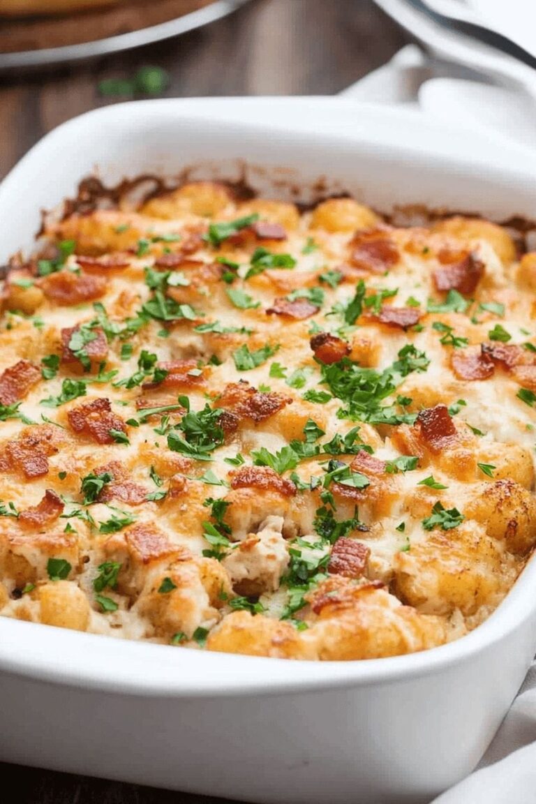 Hearty Chicken Bacon Ranch Tater Tot Casserole Recipe