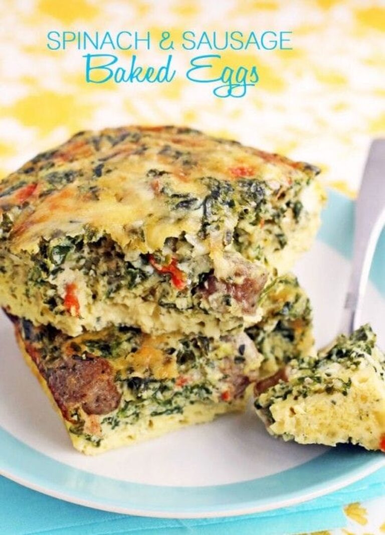 Creamy Spinach Sausage Baked Eggs Recipe