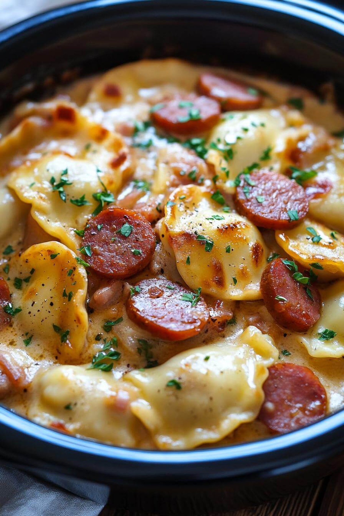 Savory Crock Pot Pierogi Casserole With Kielbasa Recipe