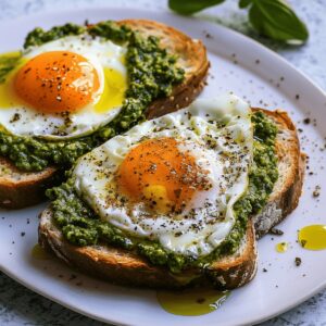 Creamy Pesto Eggs on Toast Recipe