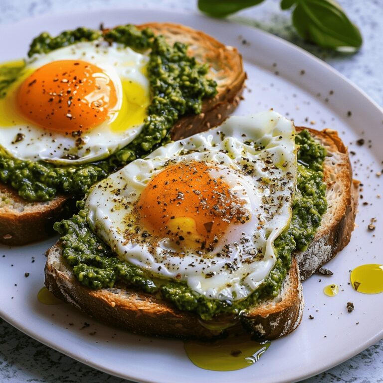 Creamy Pesto Eggs on Toast Recipe