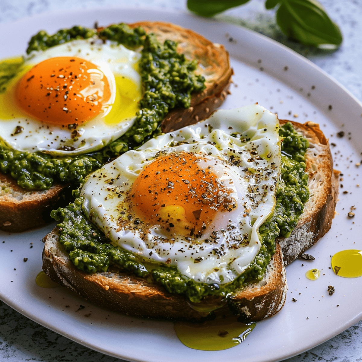 Creamy Pesto Eggs on Toast Recipe