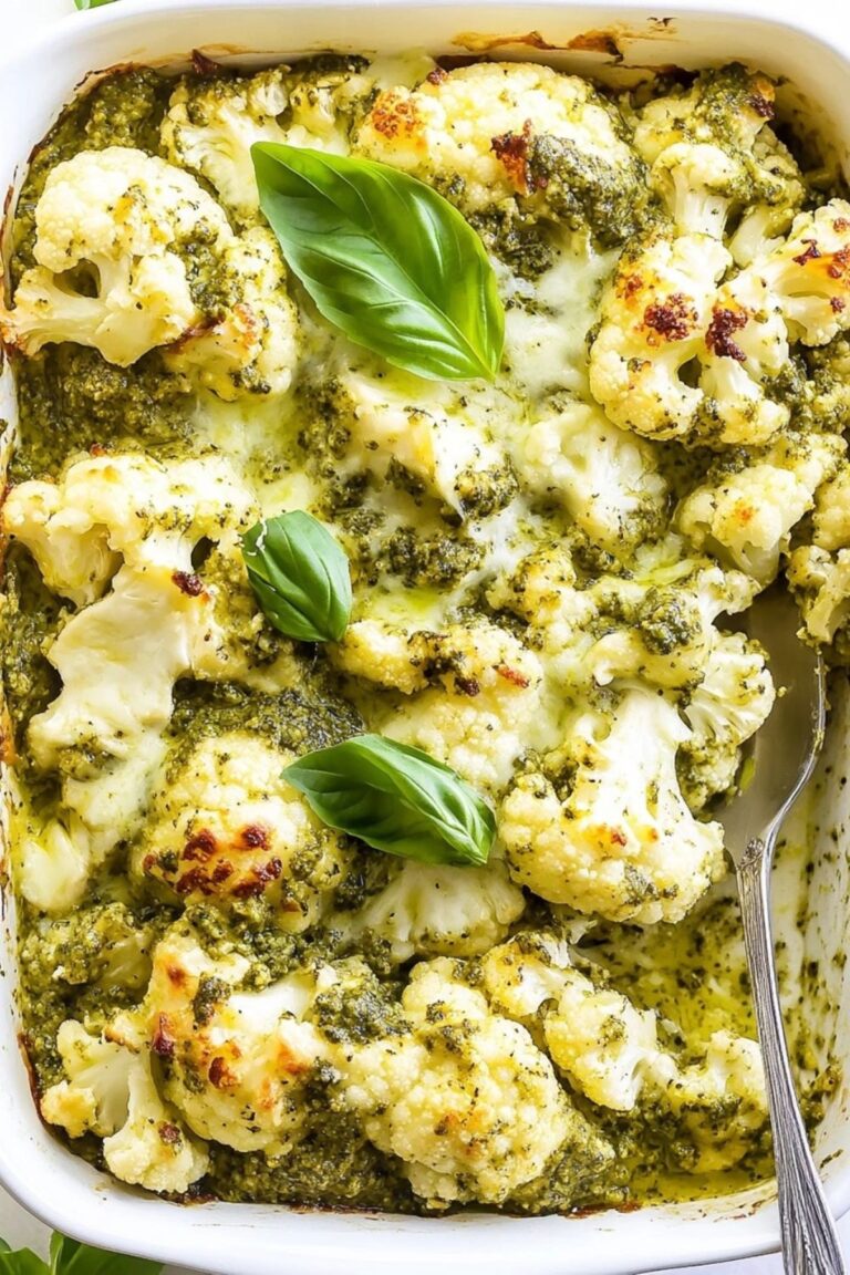 Skinny Keto Pesto Chicken Cauliflower Casserole Recipe