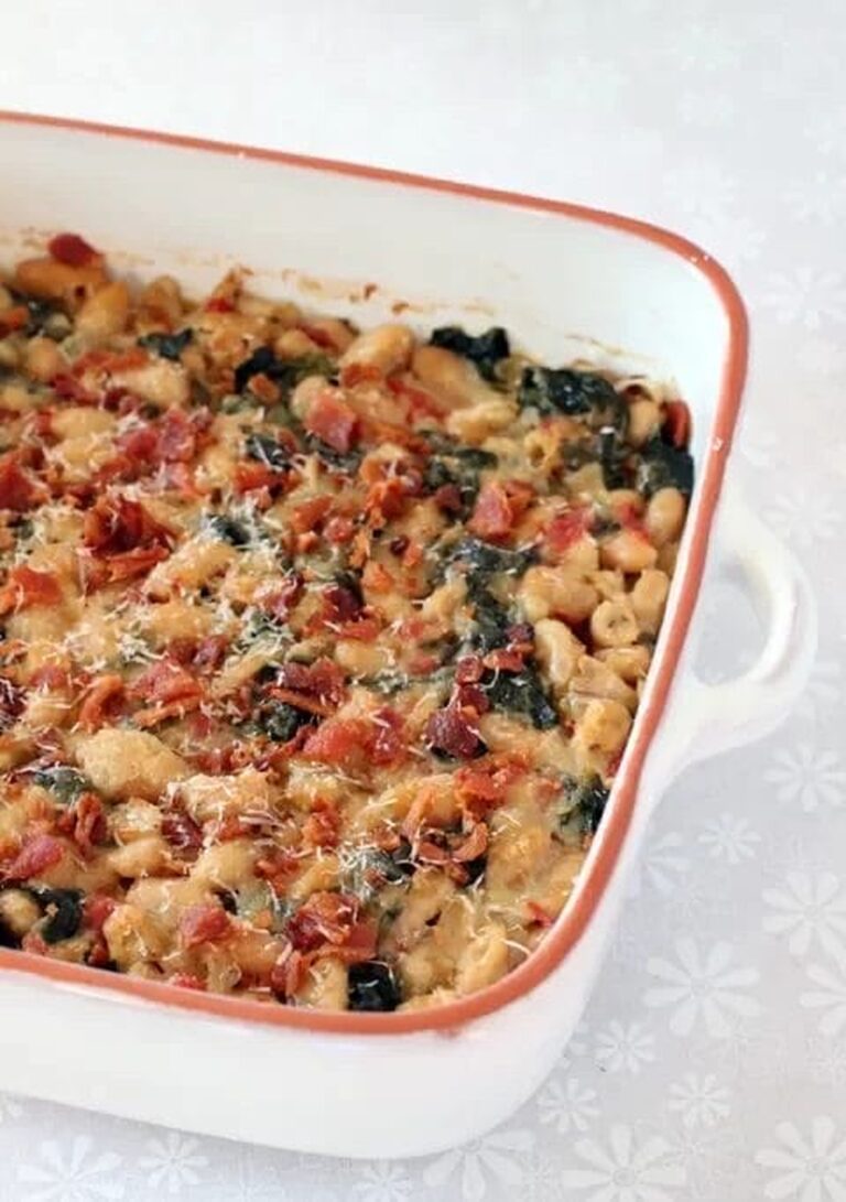 Creamy Spinach White Bean Gratin With Bacon Recipe