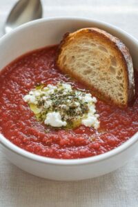 Barefoot Contessa Easy Gazpacho & Goat Cheese Croutons Recipe