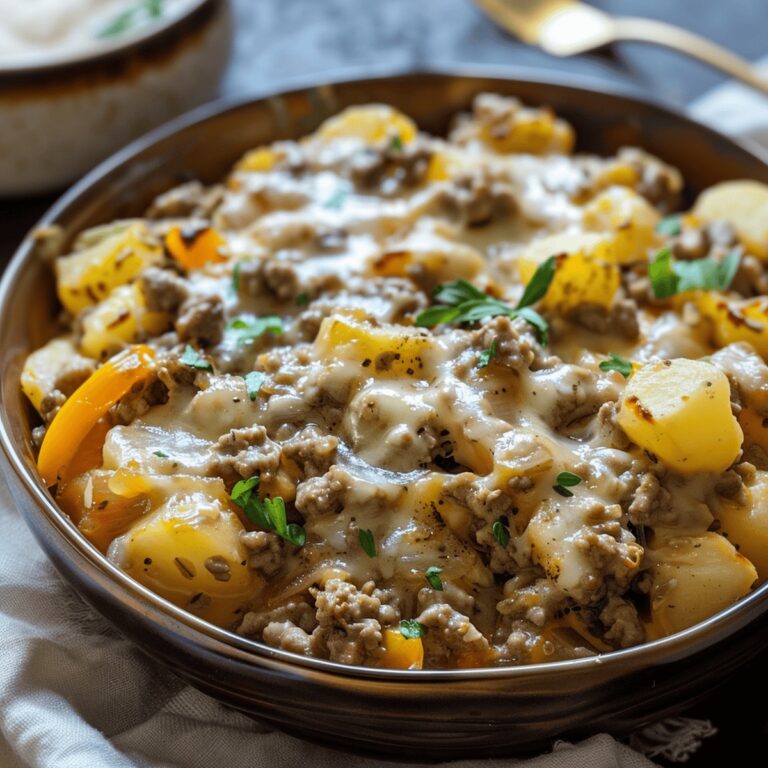 Hearty Crockpot Cheesesteak Potato Casserole Recipe