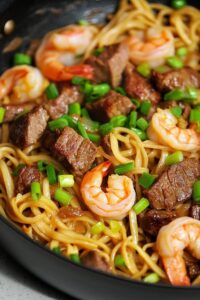 Savory Shrimp & Teriyaki Steak Noodles Recipe