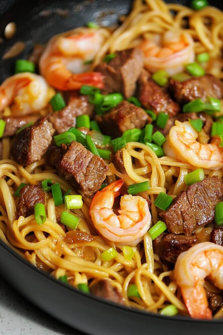 Savory Shrimp & Teriyaki Steak Noodles Recipe