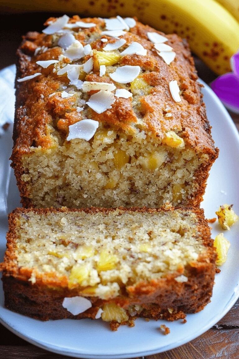 Moist Hawaiian Banana Bread With Pineapple, Coconut & Macadamia Nuts Recipe