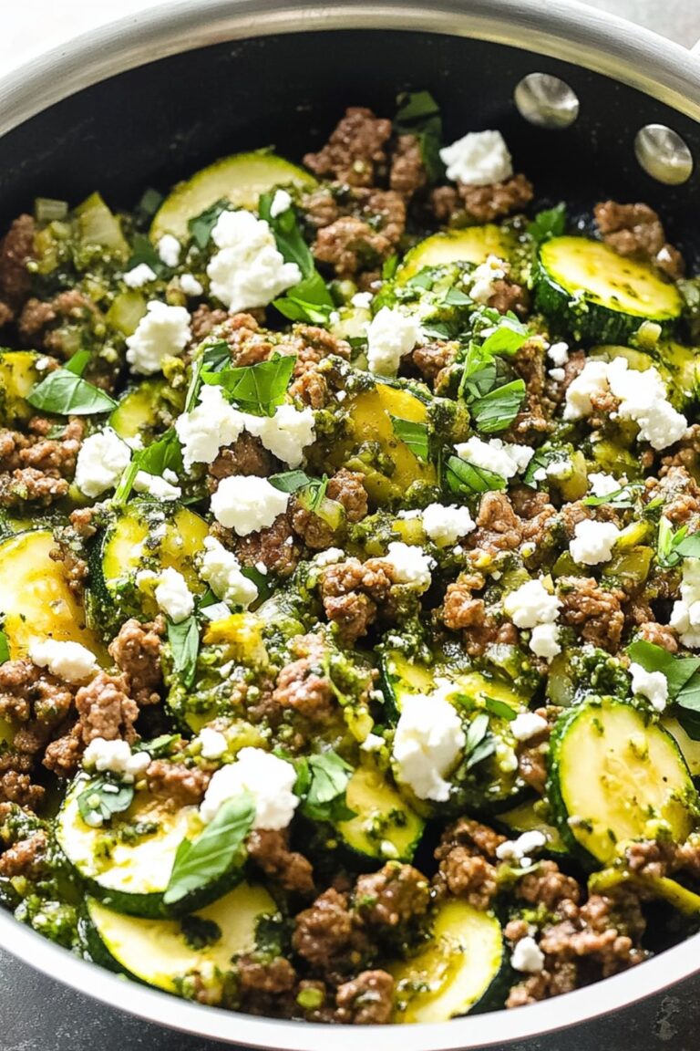 Hearty Low Carb Keto Ground Beef Zucchini Skillet Recipe