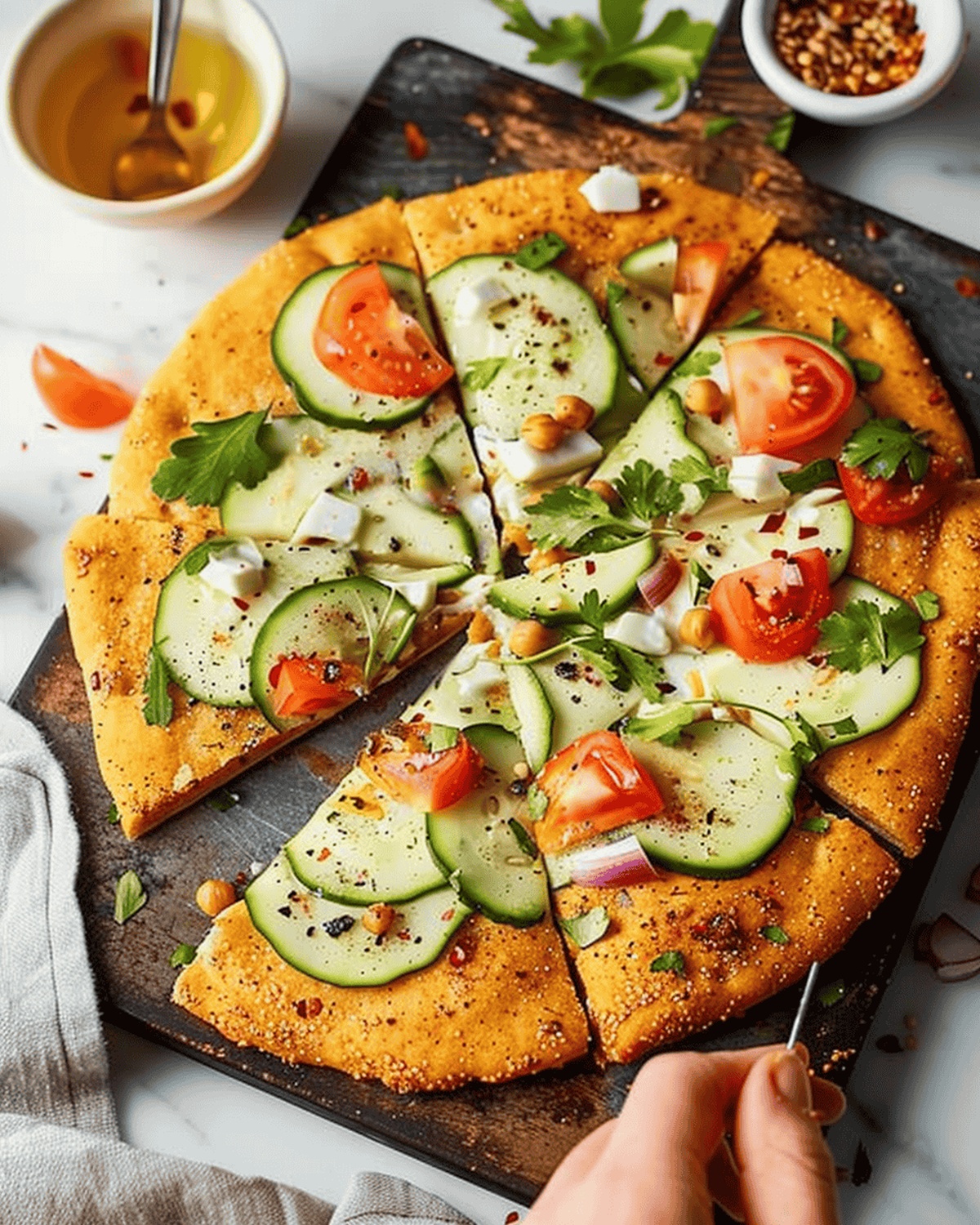 Crispy Chickpea Zaatar Flatbread Recipe