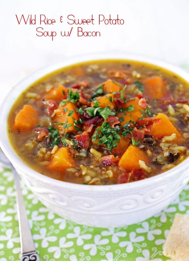 Hearty Wild Rice & Sweet Potato Bacon Soup Recipe