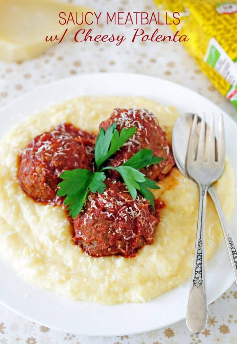 Succulent Italian Meatballs With Cheesy Polenta Recipe
