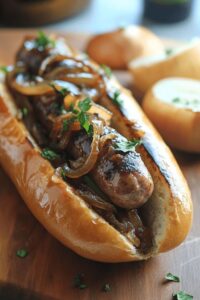 Savory Beer Brats With Caramelized Onions Recipe