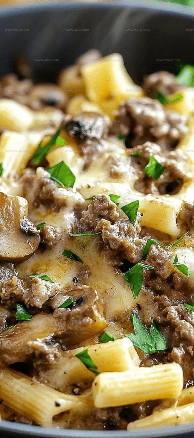 Serving Cheesesteak Pasta