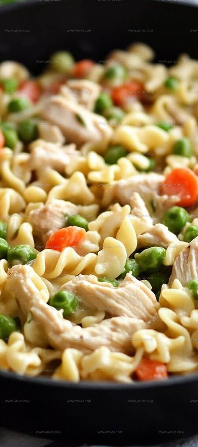 Ingredients for Chicken Pot Pie Noodle Skillet